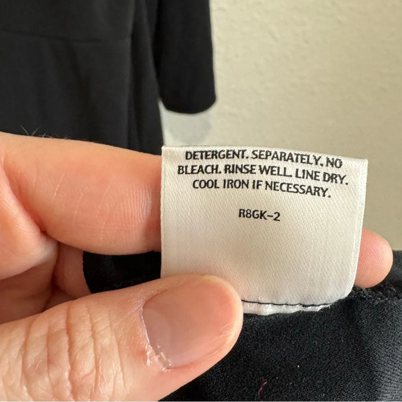 Eileen Fisher Womens Large 100% Silk Dress Surplice Midi Minimalist Modest Black - Picture 6 of 11